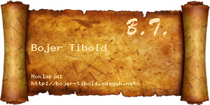 Bojer Tibold névjegykártya